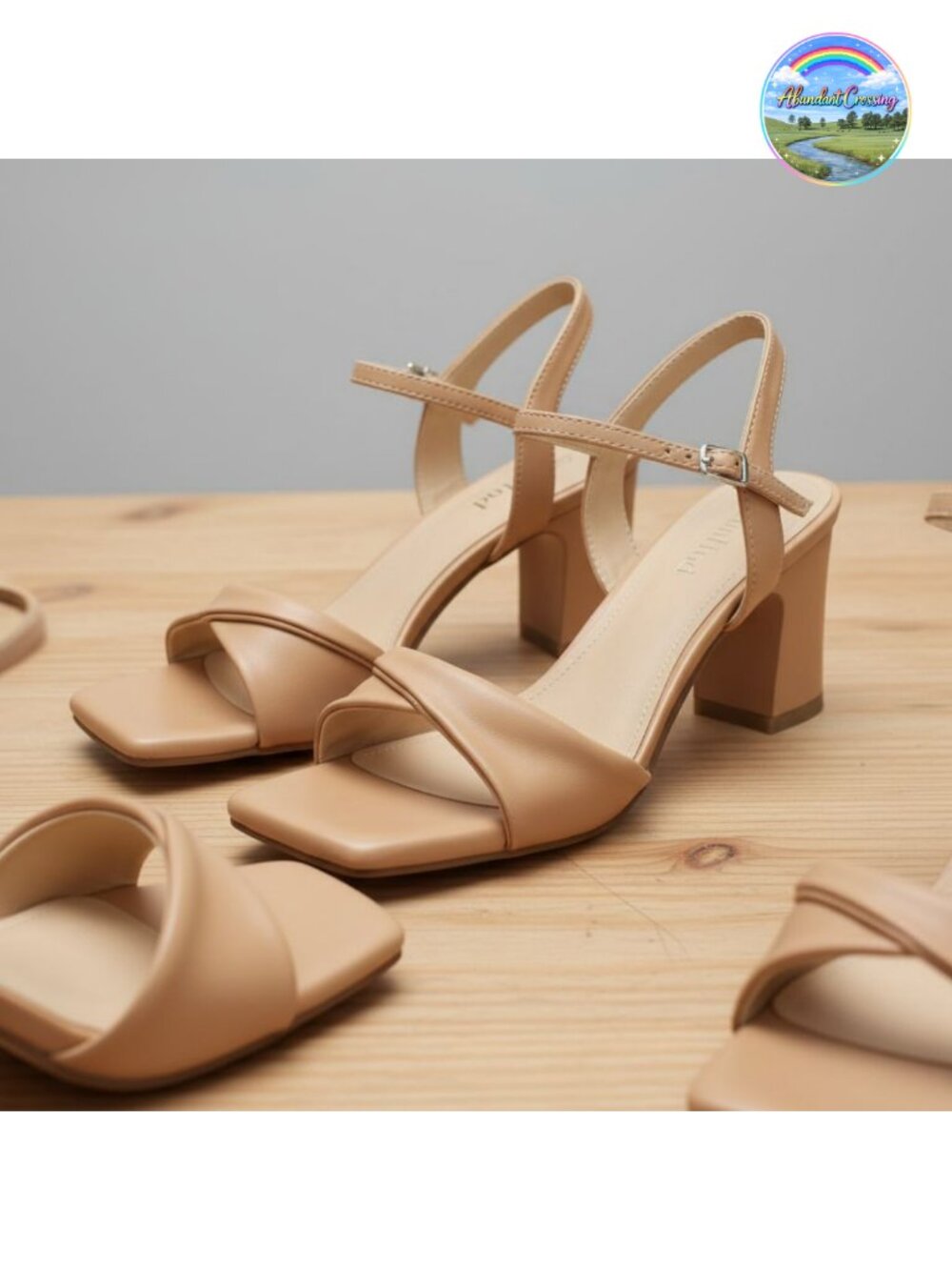 Block Heel Sandals Square Open Toe Lace Up Faux Leather